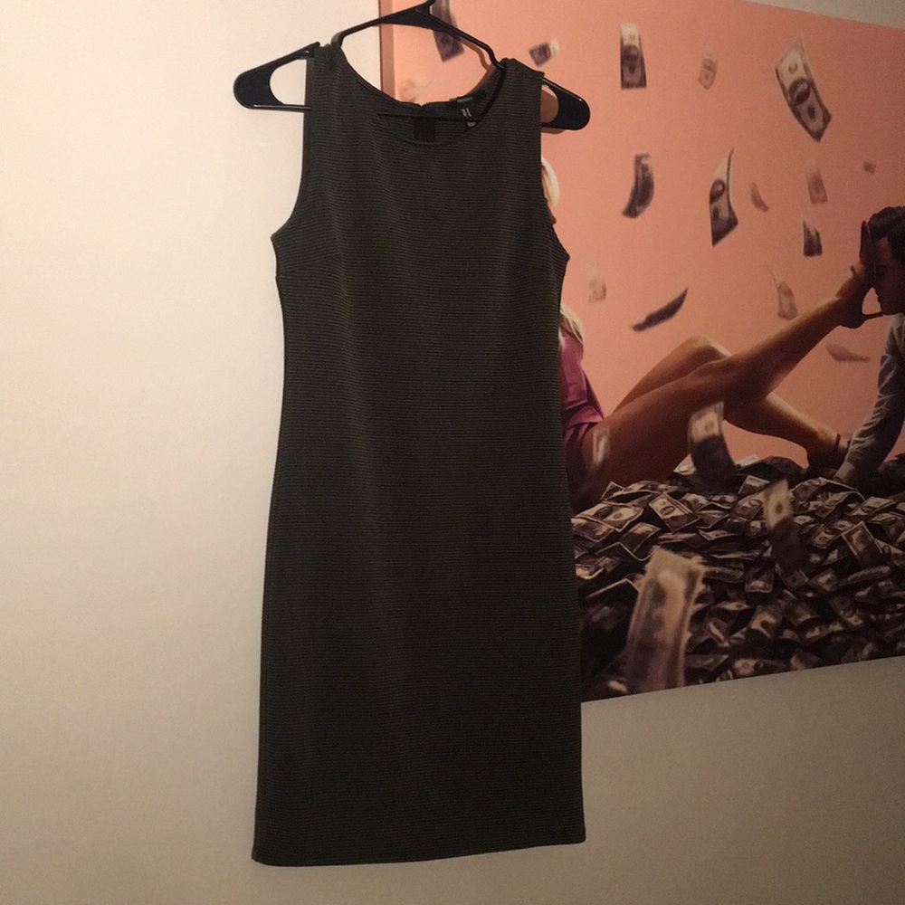 Dark Green Striped Dress